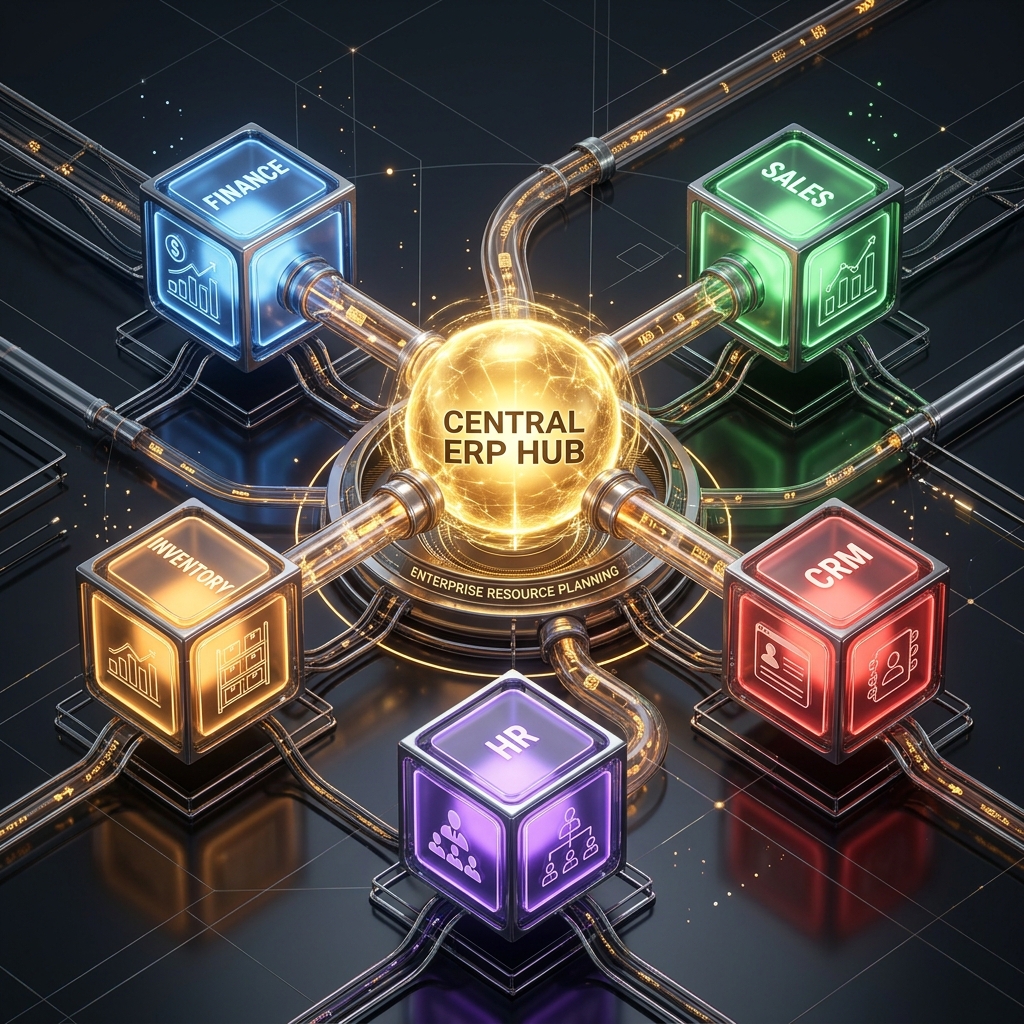 Integrated Enterprise ERP System Architecture Hub