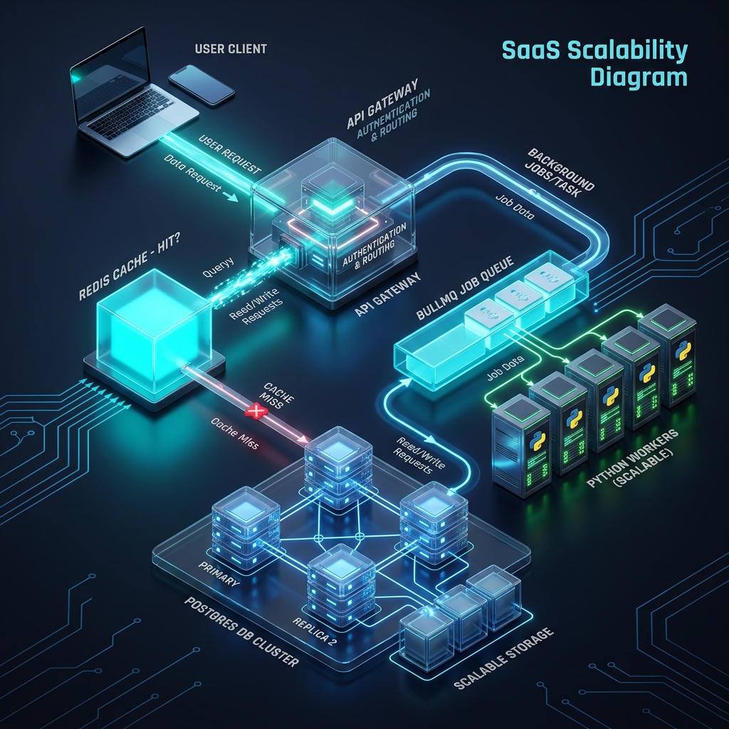 SaaS Scalability & Caching Infrastructure Diagram